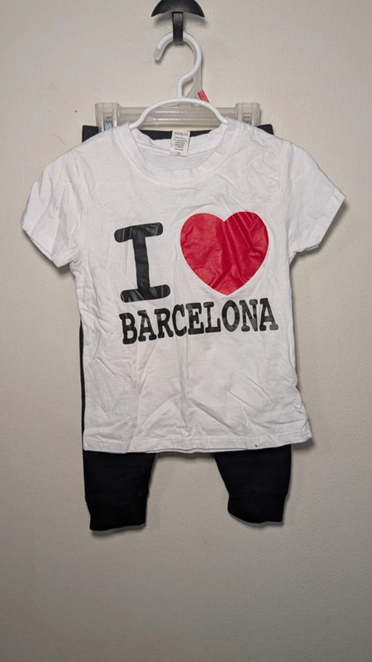 Boys Size 3T Outfit I Love Barcelona T-shirt + Black Garanimals Sweatpants